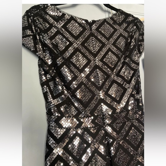 BCBG Maxazria Dress Skylah 4 Black Formal Maxi Sequins Argyle - Picture 8 of 10